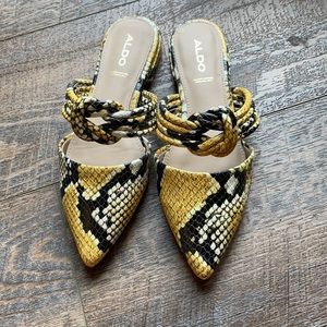 Aldo Knottie snakeskin print mules